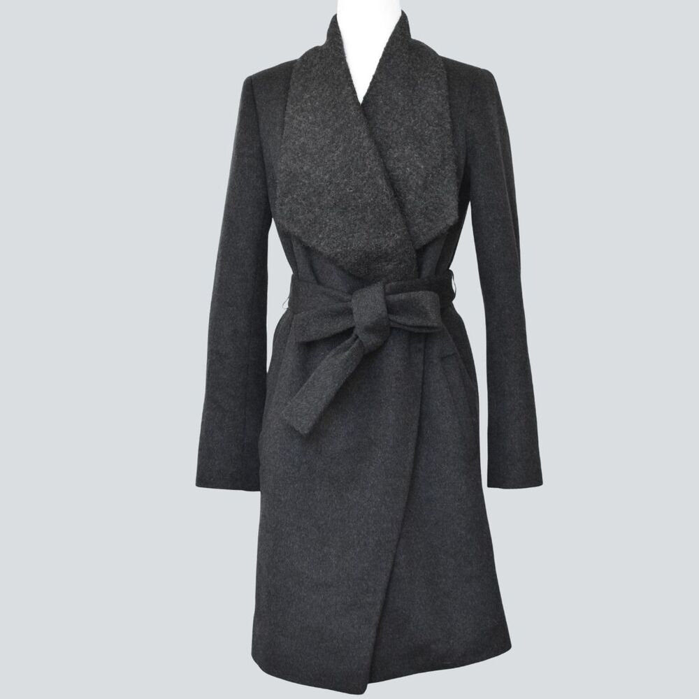 Calvin Klein Women's Wool Blend Shawl Collar Wrap Coat Size 6
